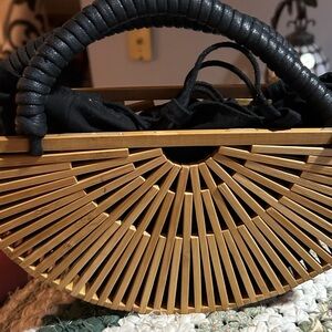 Elegant Tan Bamboo Handbag